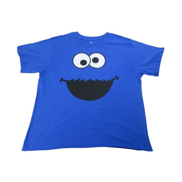 Sesame Street T Shirt Blue 100% Cotton Cookie Monster Graphic Tee - Picture 1 of 8